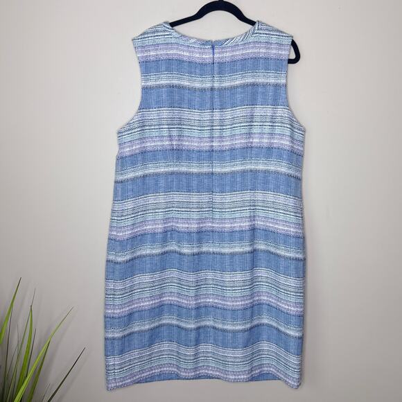 Talbots Plus Women's Stripe Tweed Shift Dress Size 16W Sleeveless Pastels - Picture 8 of 9
